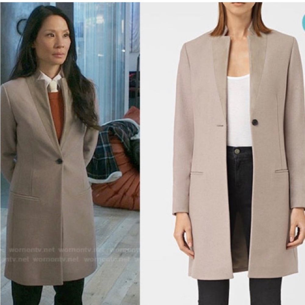 All Saints Leni Wool Blend Taupe Coat Size 4